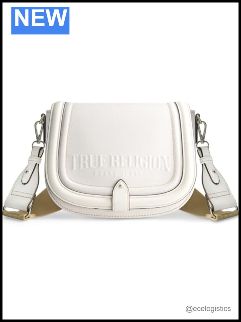 Denim & Faux Leather Saddle Crossbody Purse with Adjustable Strap